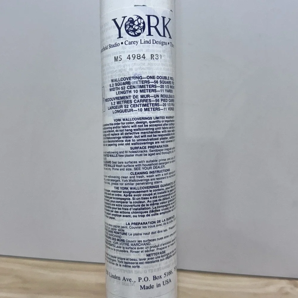VTG York Wallcovering Wallpaper 1 Double Roll MS 4984 R31 Floral Pattern